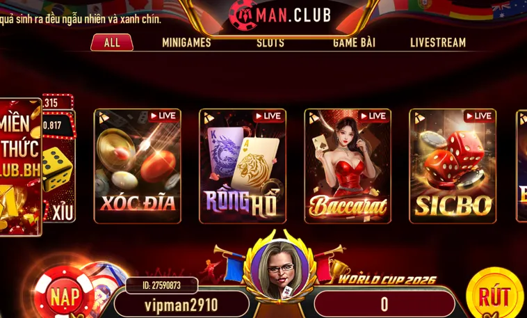 Đa Dạng Trò Chơi Tại Sảnh Live Casino Livestream Tại ManClub Với Hàng Ngàn Ưu Đãi Cực Khủng