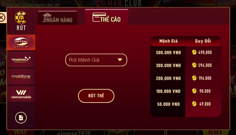 Rút Tiền ManClub Với Hệ Thống Giao Dịch Tự Động Giúp Bạn Tận Hưởng Thành Quả Cực Nhanh